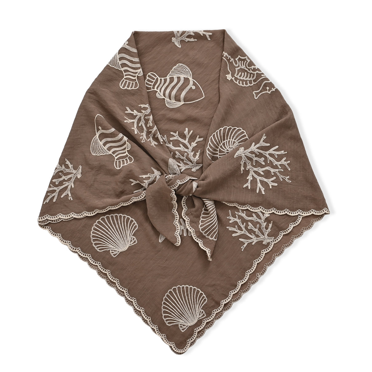 La Marey Embroidered Large Scarf (One Size) - Brown 8480119 6