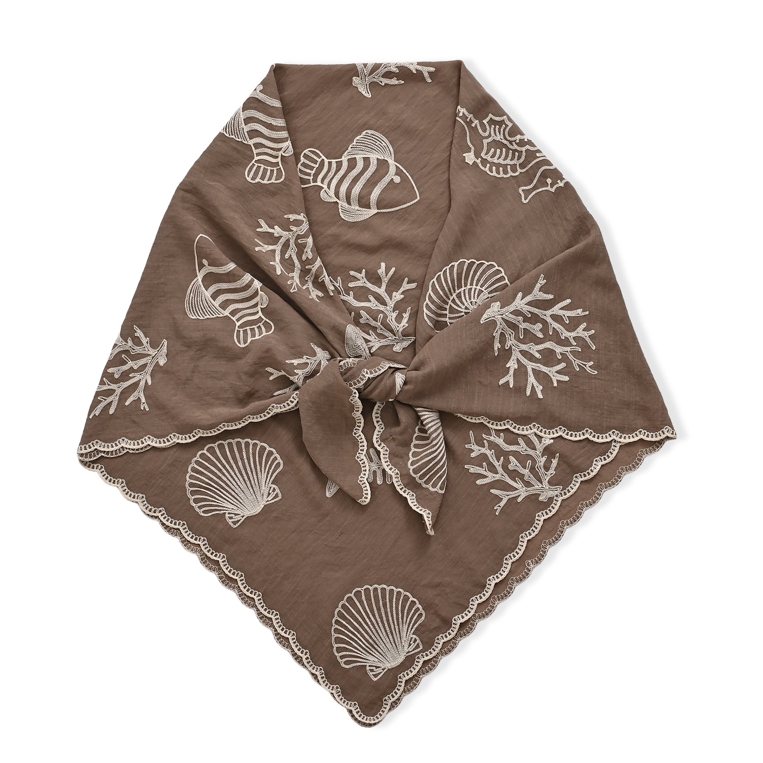 La Marey Embroidered Large Scarf (One Size) - Brown 8480119 6