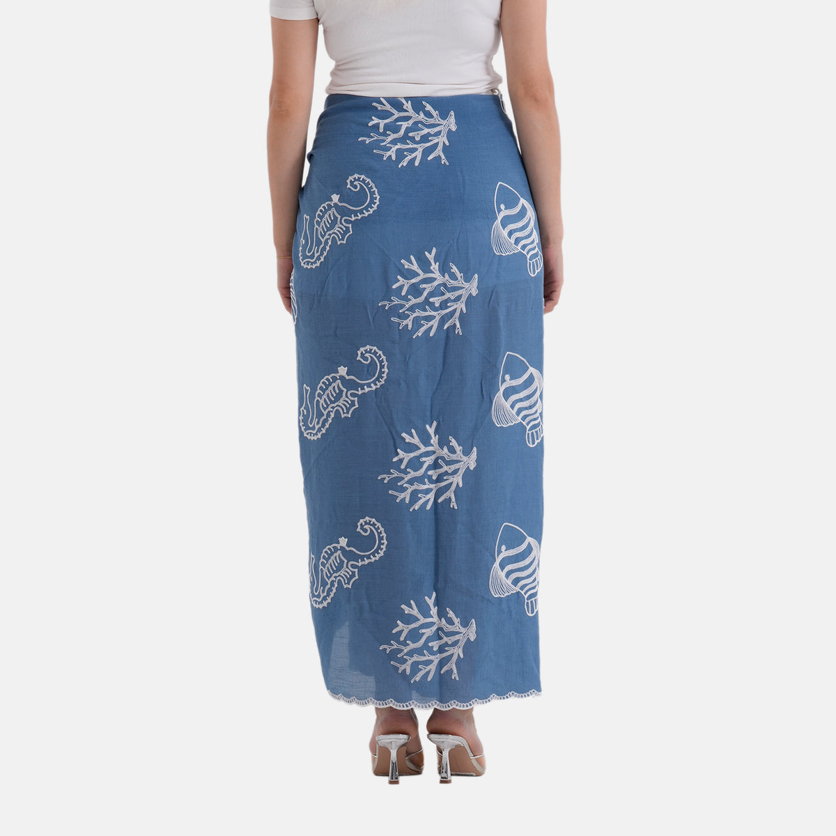 La Marey Embroidered Large Scarf (One Size) - Blue V32563814 5