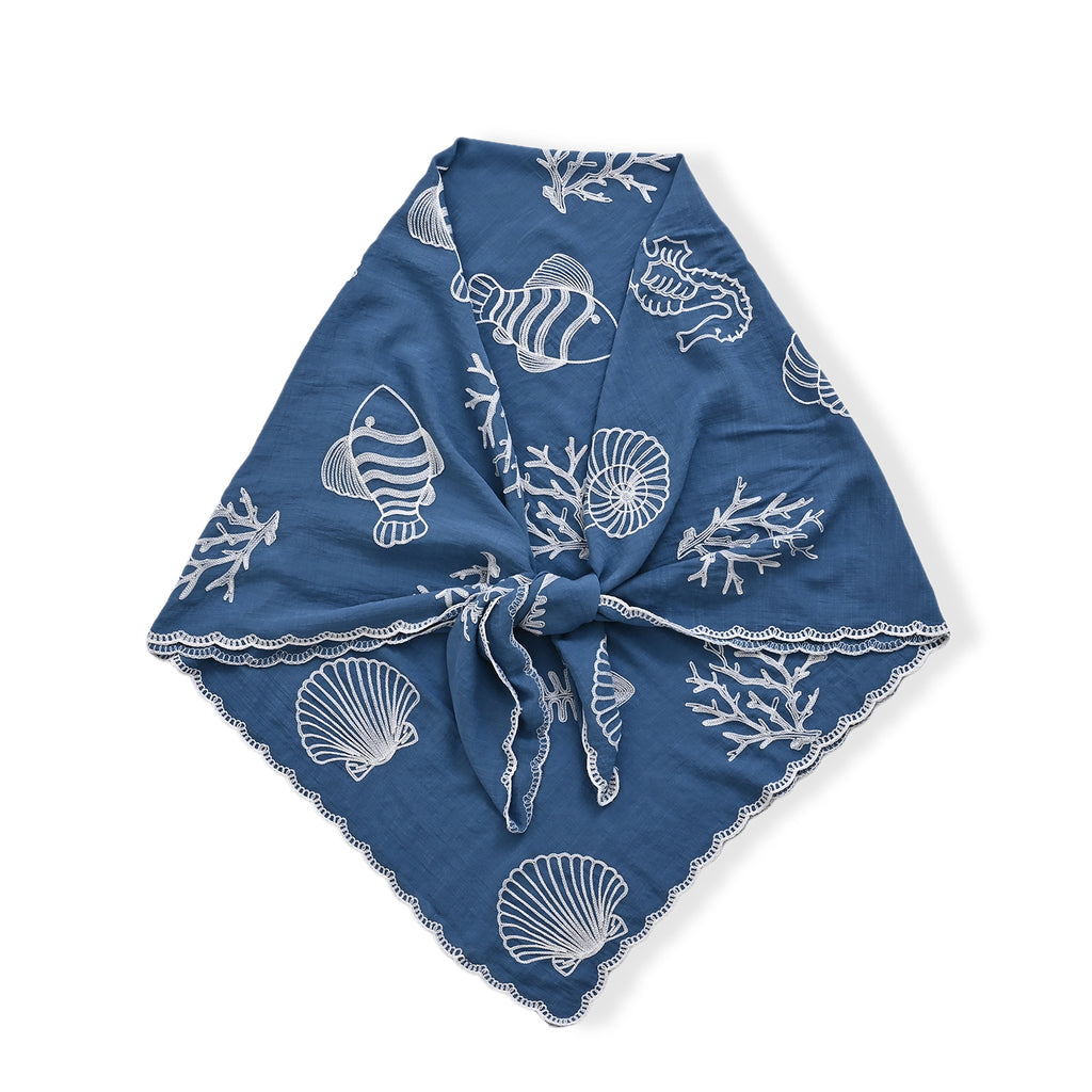 La Marey Embroidered Large Scarf (One Size) - Blue_8480120_6