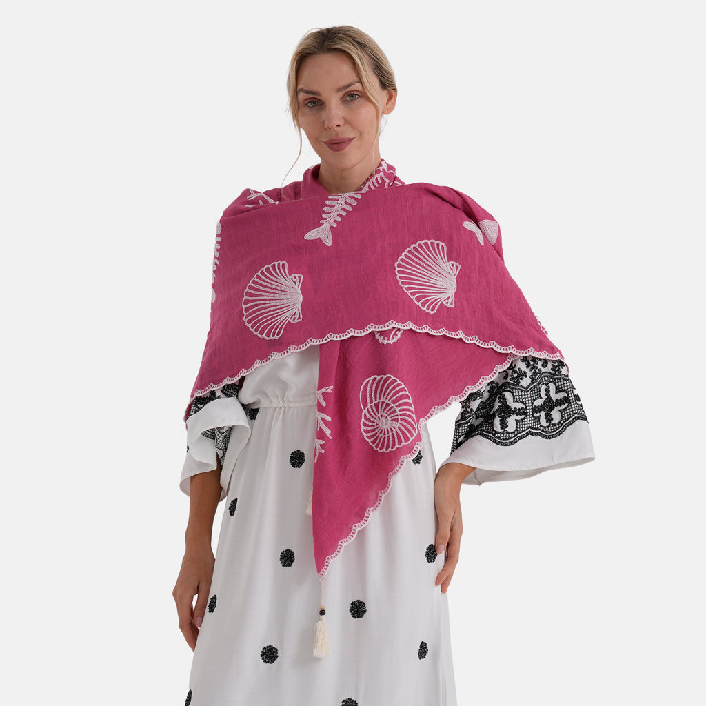 La Marey Embroidered Large Scarf (One Size) - Pink_8480121_1