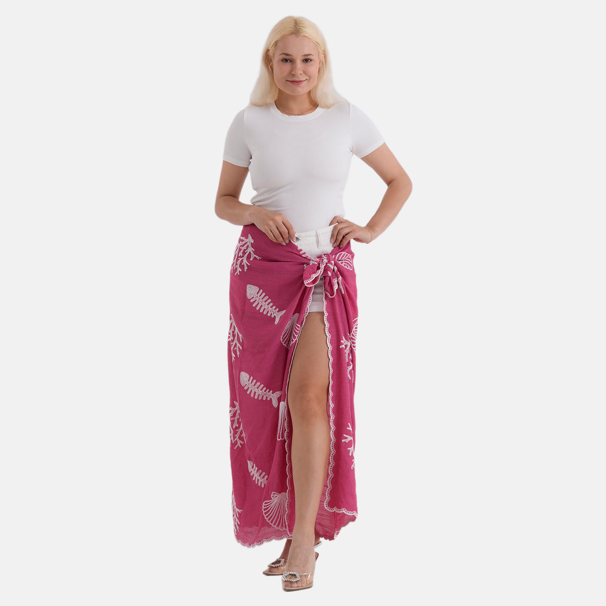 La Marey Embroidered Large Scarf (One Size) - Pink V32563286 4