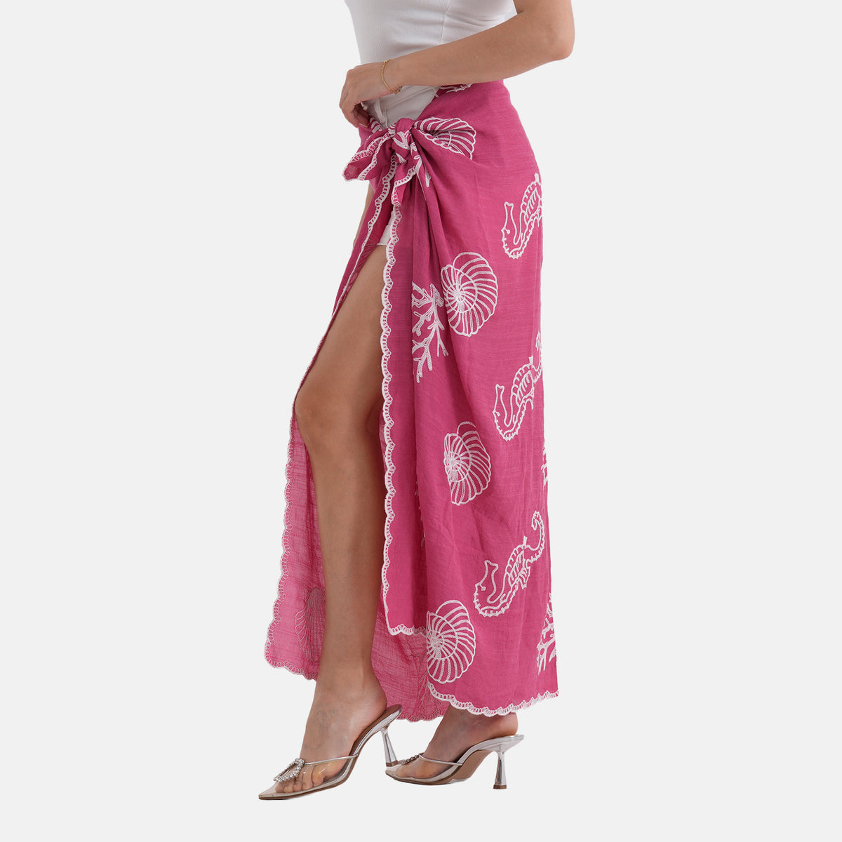 La Marey Embroidered Large Scarf (One Size) - Pink V32563286 6
