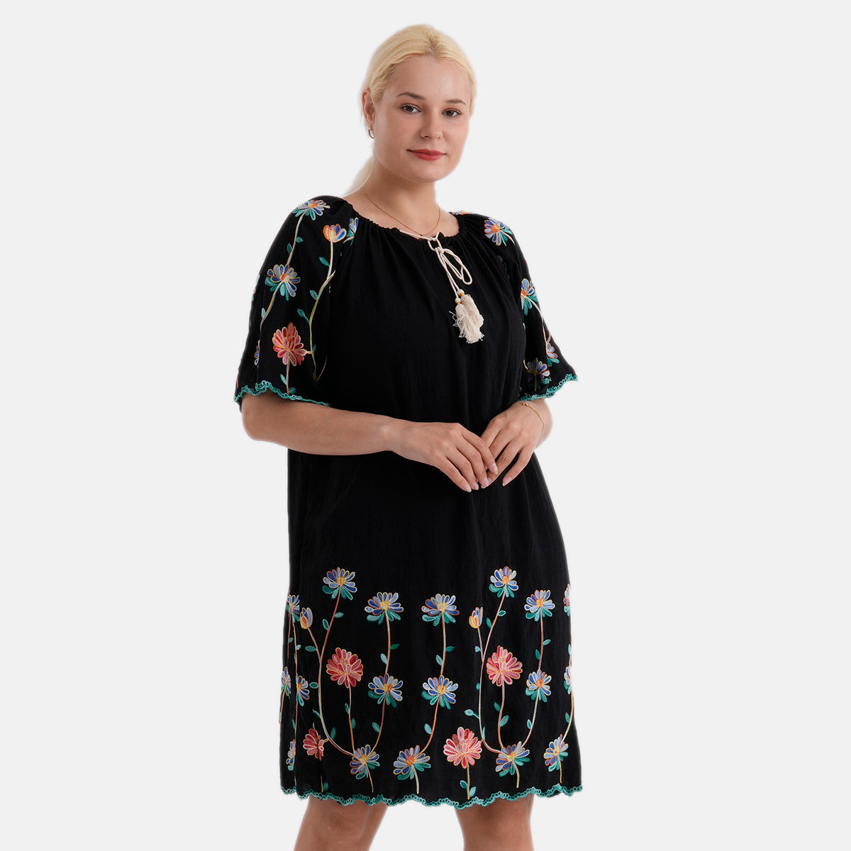 La Marey Embroidery Bohemian Tassel Dress (Size - S/M, 8-14) - Black V32529133 0