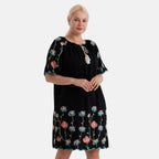La Marey Embroidery Bohemian Tassel Dress (Size - S/M, 8-14) - Black_8480136