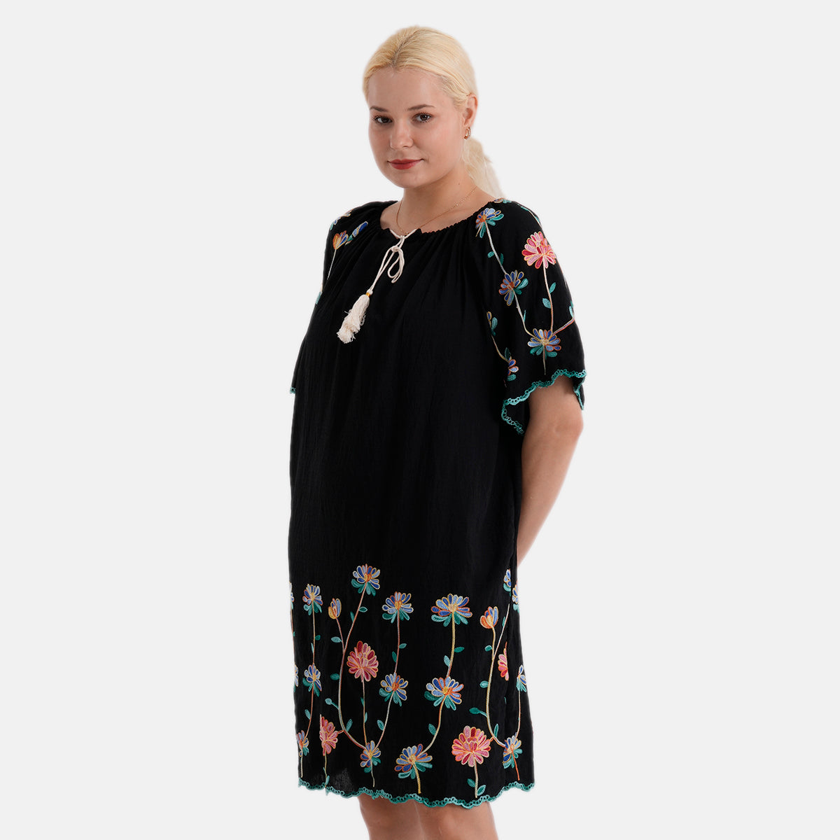 La Marey Embroidery Bohemian Tassel Dress (Size - S/M, 8-14) - Black V32529133 4