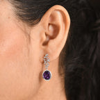 D'Joy -  AAA African Amethyst Solitaire floral Vine Earring with Push Back in Platinum Overlay Sterling Silver 5.05 Ct._8480190