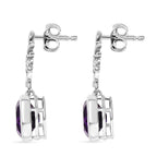 D'Joy -  AAA African Amethyst Solitaire floral Vine Earring with Push Back in Platinum Overlay Sterling Silver 5.05 Ct._8480190