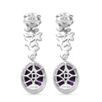 D'Joy -  AAA African Amethyst Solitaire floral Vine Earring with Push Back in Platinum Overlay Sterling Silver 5.05 Ct._8480190