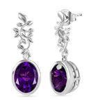 D'Joy -  AAA African Amethyst Solitaire floral Vine Earring with Push Back in Platinum Overlay Sterling Silver 5.05 Ct._8480190