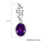 D'Joy -  AAA African Amethyst Solitaire floral Vine Earring with Push Back in Platinum Overlay Sterling Silver 5.05 Ct._8480190