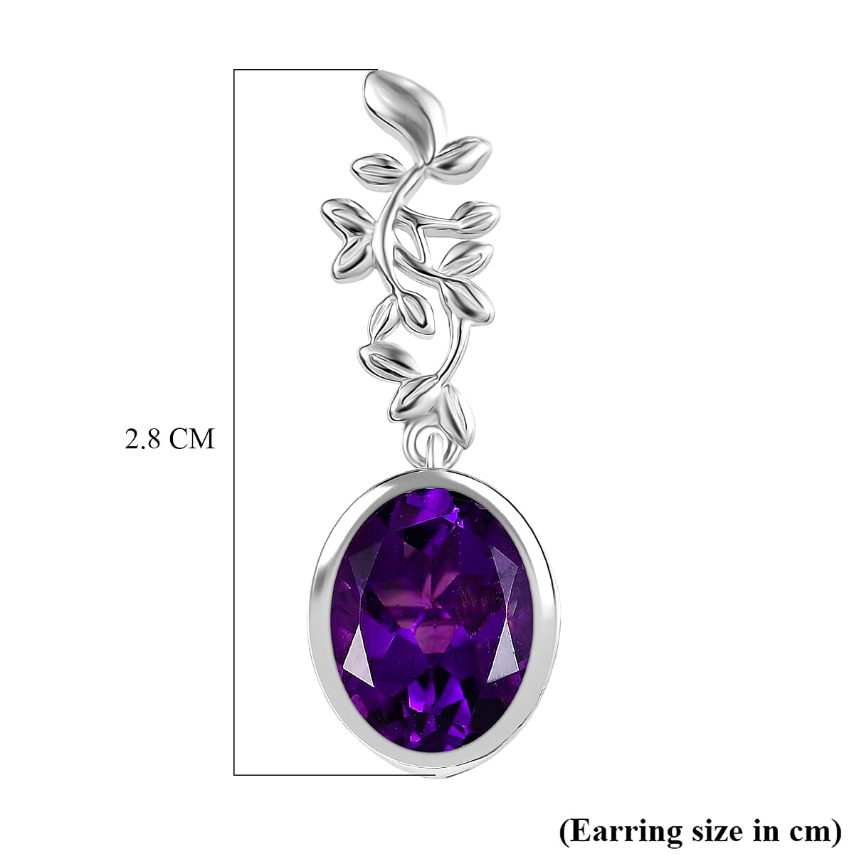 D'Joy -  AAA African Amethyst Solitaire floral Vine Earring with Push Back in Platinum Overlay Sterling Silver 5.05 Ct. V32754271 6