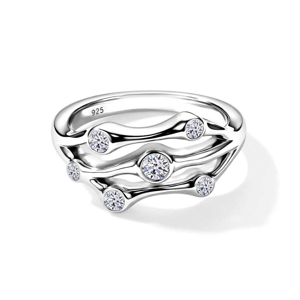 Lucy Q - Lab Grown Diamond Ring in Rhodium Overlay Sterling Silver 0.36 Ct._8480276