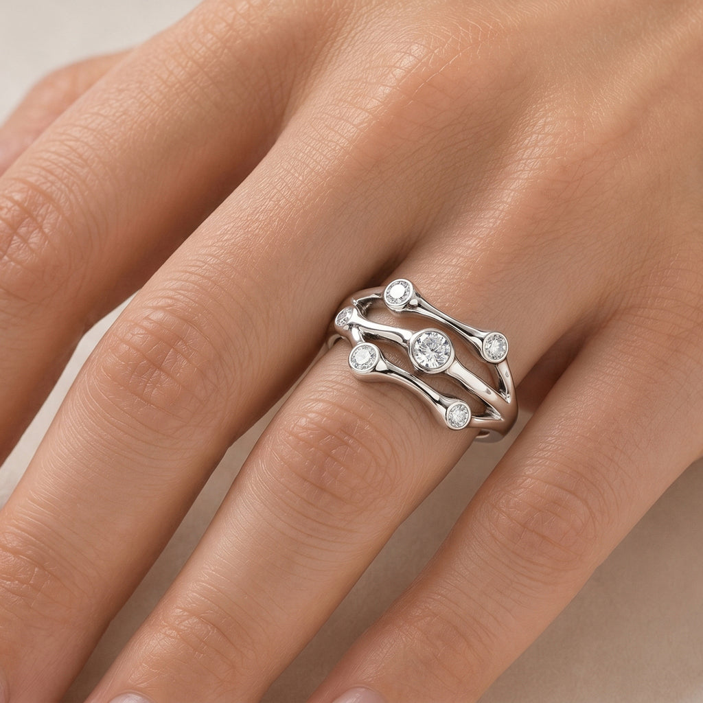 Lucy Q - Lab Grown Diamond Ring in Rhodium Overlay Sterling Silver 0.36 Ct._8480276_1