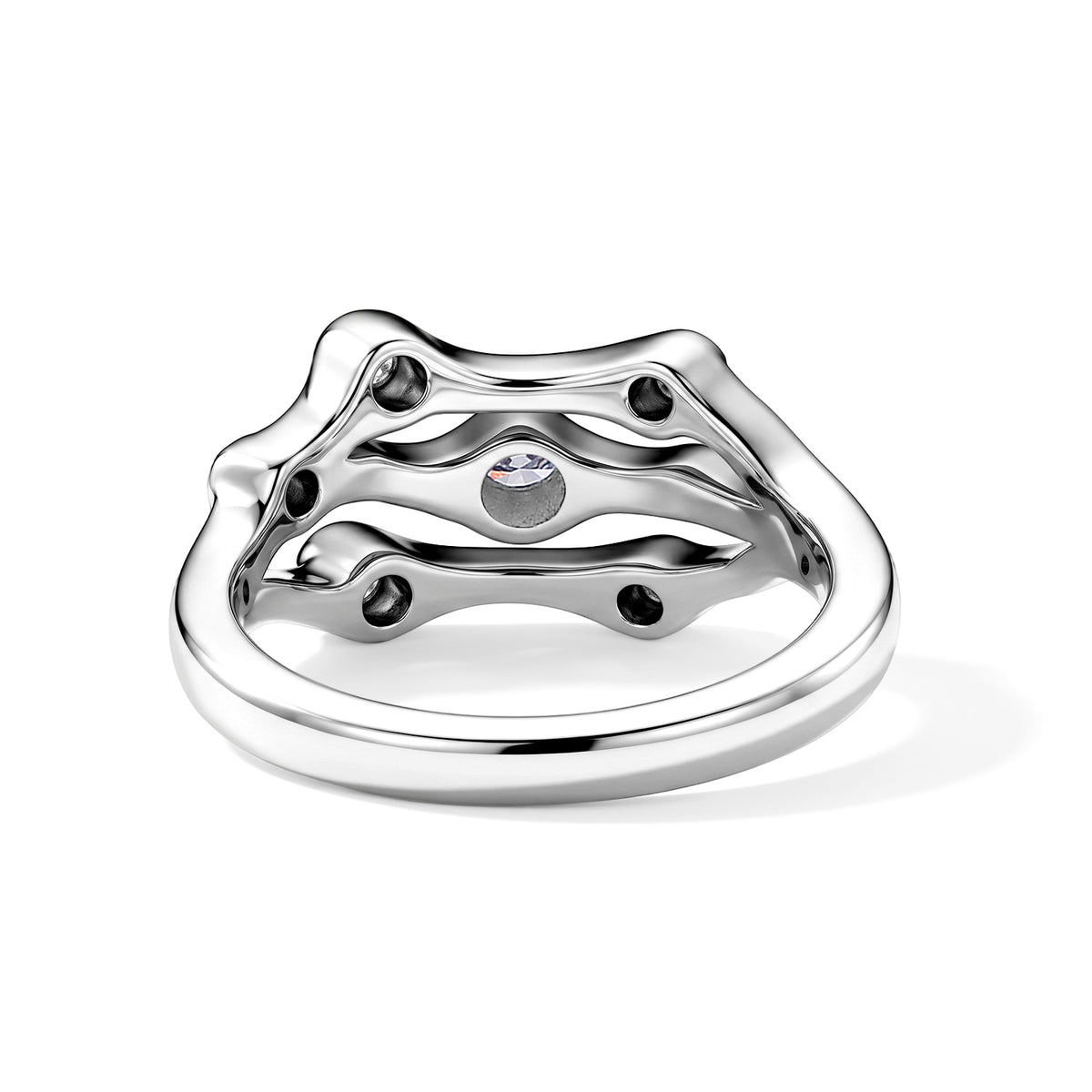 Lucy Q - Lab Grown Diamond (VS/E-F) Bubble Ring in Rhodium Overlay Sterling Silver 8480276 5