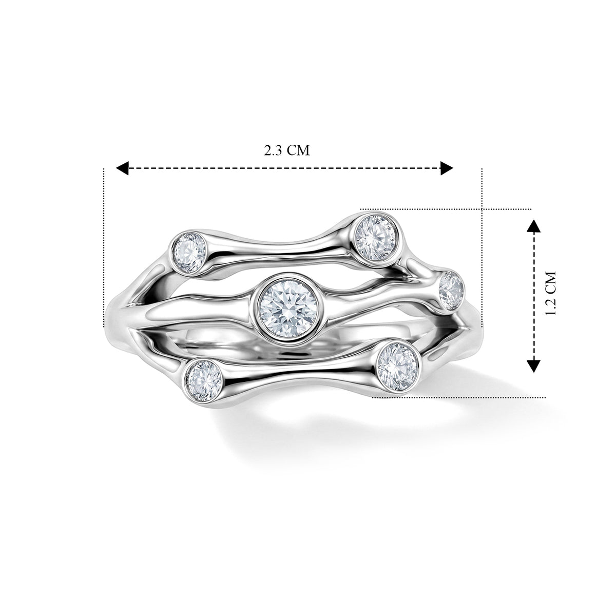 Lucy Q - Lab Grown Diamond (VS/E-F) Bubble Ring in Rhodium Overlay Sterling Silver 8480276 6
