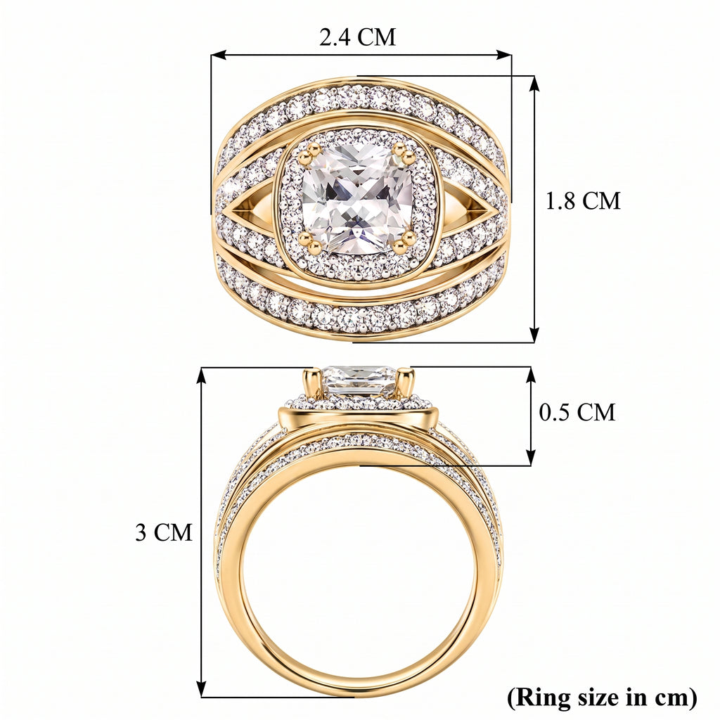 Cushion Cut White Cubic Zirconia Ring in Yellow Gold Tone_8480283_7