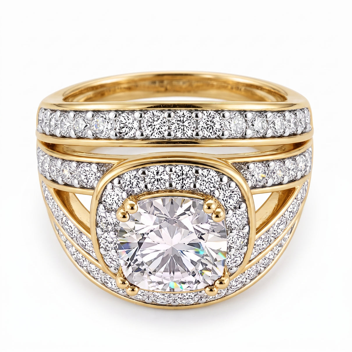 Cushion Cut White Cubic Zirconia Ring in Yellow Gold Tone V32517786 0