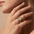 Cushion Cut Canary Yellow & White Cubic Zirconia Ring in Yellow Gold Tone_8480296_1