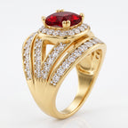 Cushion Cut Ruby Colour Cubic Zirconia & White Cubic Zirconia Ring_8480298_3