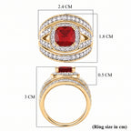 Cushion Cut Ruby Colour Cubic Zirconia & White Cubic Zirconia Ring_8480298_7