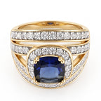 Cushion Cut Sapphire Colour Cubic Zirconia & White Cubic Zirconia Halo Ring_8480306