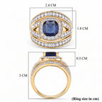 Cushion Cut Sapphire Colour Cubic Zirconia & White Cubic Zirconia Halo Ring_8480306_7