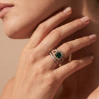 White Cubic Zirconia & Green Cubic Zirconia Halo Ring in Yellow Gold Tone 1.50 Ct._8480318_2