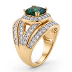 White Cubic Zirconia & Green Cubic Zirconia Halo Ring in Yellow Gold Tone 1.50 Ct._8480318_3