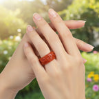 Enhanced Red Jade Curved Ring 40.00 Ct.