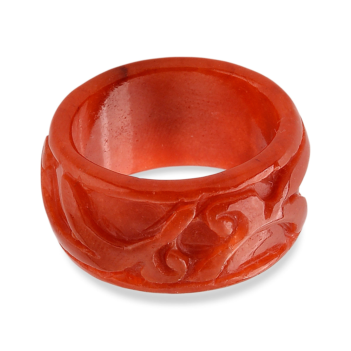 Enhanced Red Jade Curved Ring 40.00 Ct. V32364592 7