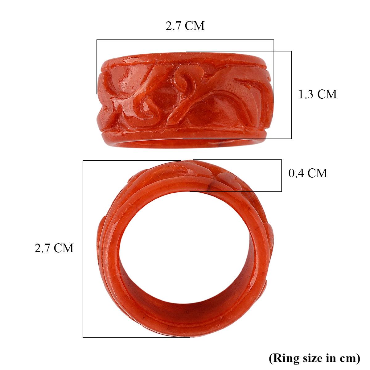 Enhanced Red Jade Curved Ring 40.00 Ct. V32513373 6