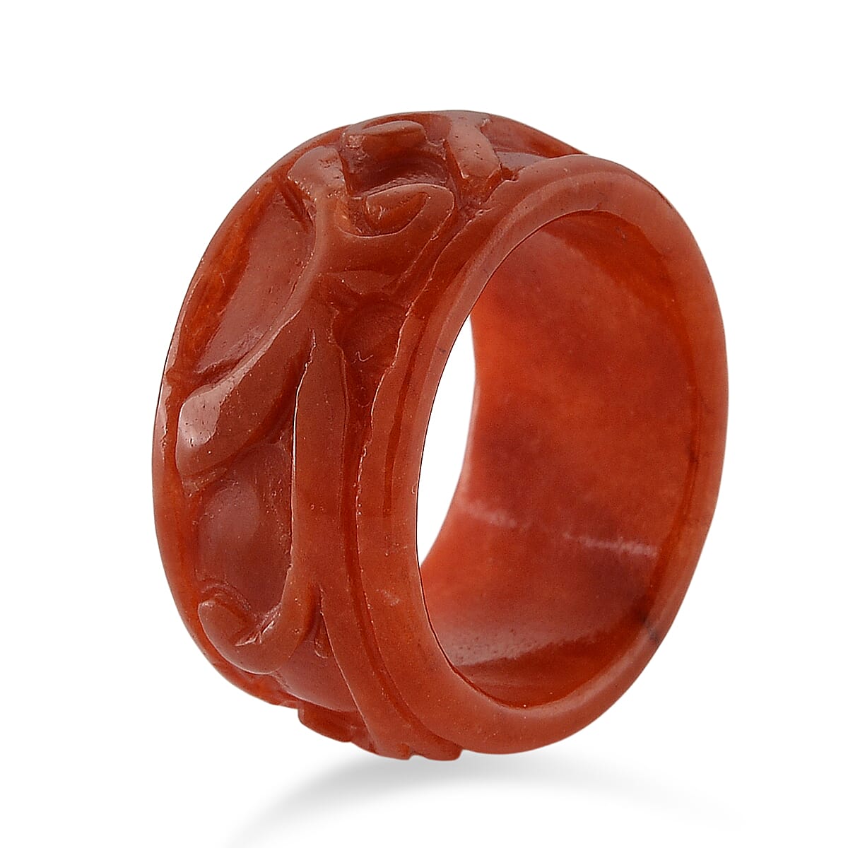 Enhanced Red Jade Curved Ring 40.00 Ct. V32514868 4