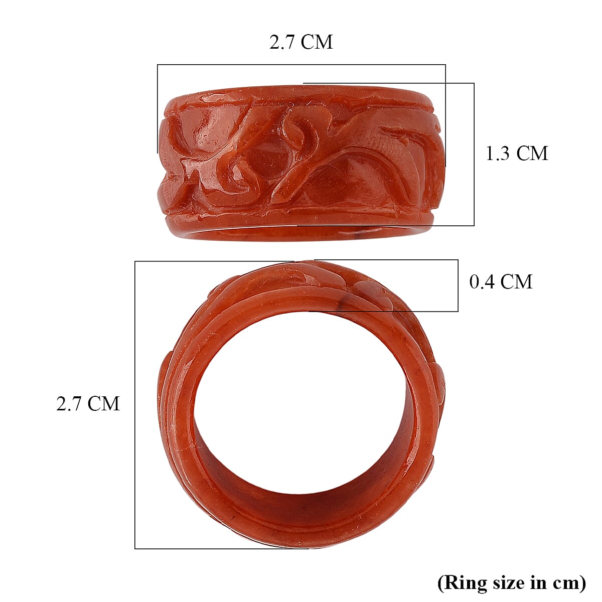 Enhanced Red Jade Curved Ring 40.00 Ct. V32514868 6