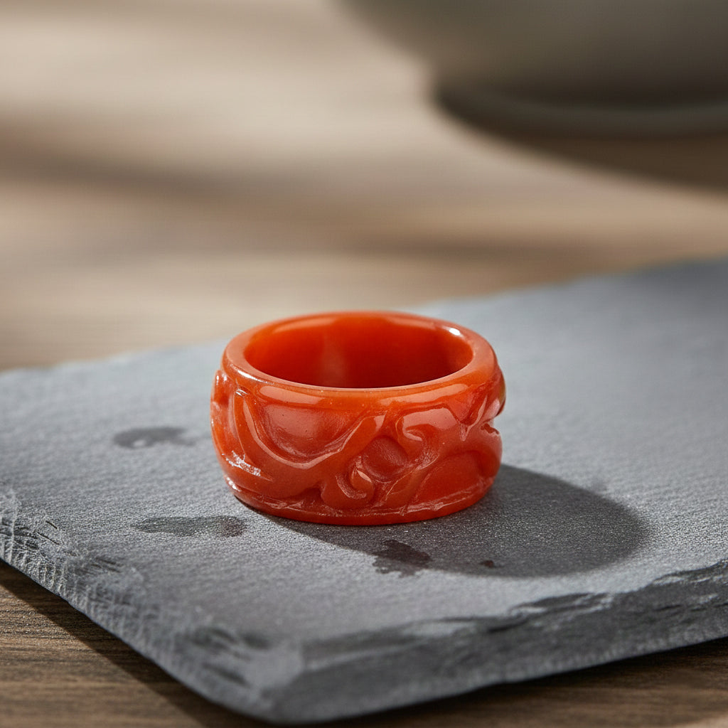 Enhanced Red Jade Curved Ring 40.00 Ct._8480361_2