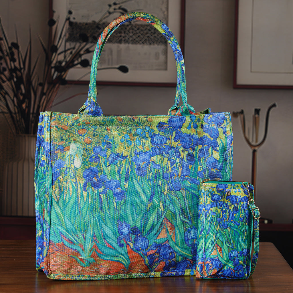 Set of 2 - Van Gogh Irises Tote Bag & Cellphone Purse - Blue & Multi_8480376_1