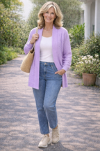 Pure And Natural Edge To Edge Cardigan (Size M, 12 to 14) - Lilac_8480462_1