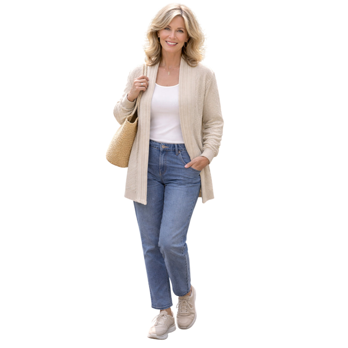 Pure And Natural Edge To Edge Cardigan (Size L, 16 to 18) - Stone 8480489 0