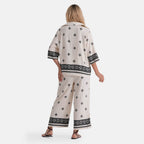 La Marey Placement Print Trousers (Size S/M, 8 To 14) - Cream & Black_8480556_2