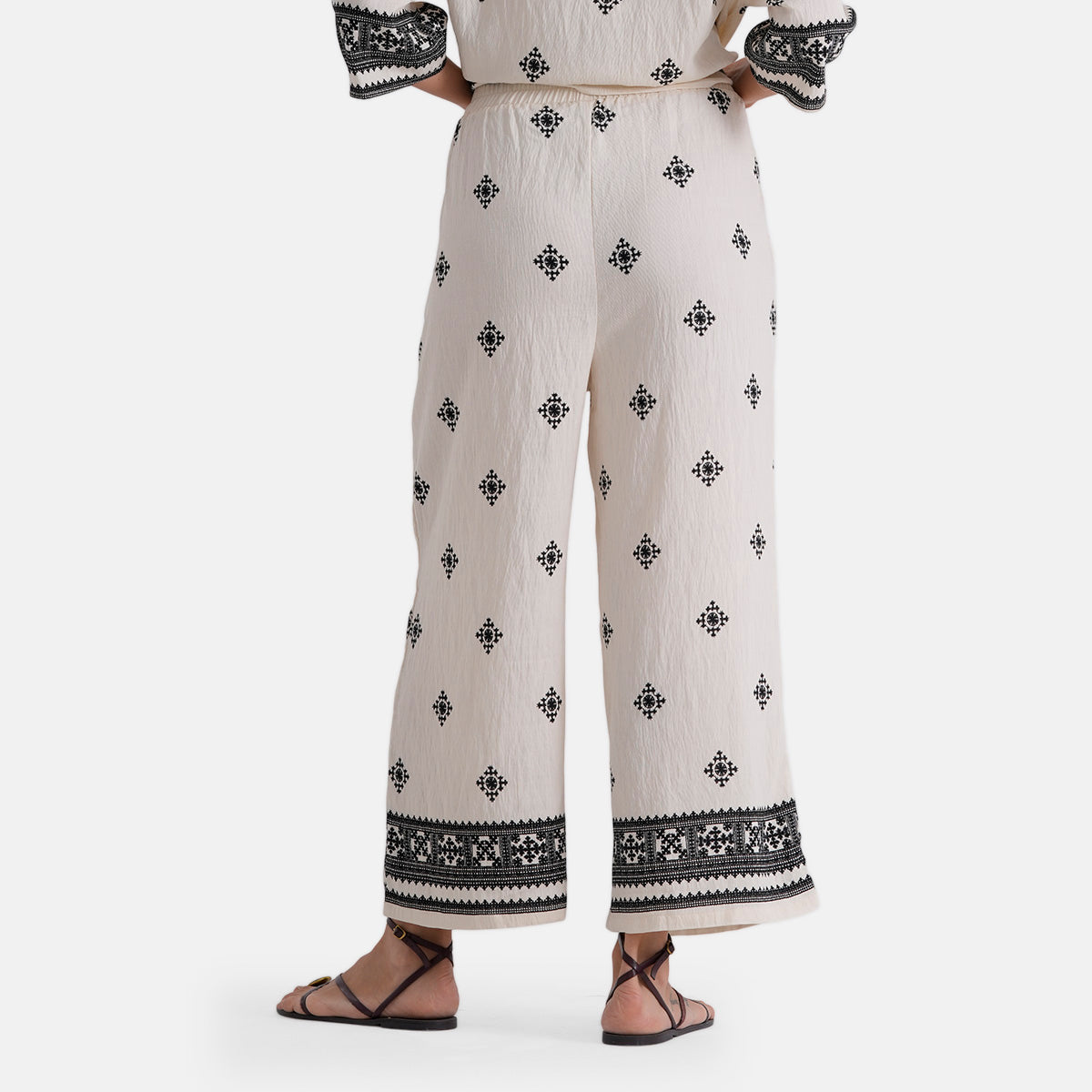 La Marey Placement Print Trousers (Size S/M, 8 To 14) - Cream &amp; Black V32556718 6