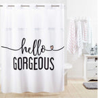 White Prism Patterned Fabric Shower Curtain (180 x 188 cm) - White with Yellow