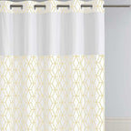 White Prism Patterned Fabric Shower Curtain (180 x 188 cm) - White with Yellow