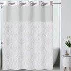 Blue French Damask Fabric Shower Curtain (180 x 188 cm) - White Grey with Multi Colour Print_8480670_1
