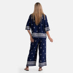 La Marey Placement Print Long-Sleeve Shirt (Size S/M, 8 To 14) - Dark Blue & White_8481009_2