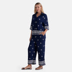 La Marey Placement Print Long-Sleeve Shirt (Size S/M, 8 To 14) - Dark Blue & White_8481009_3