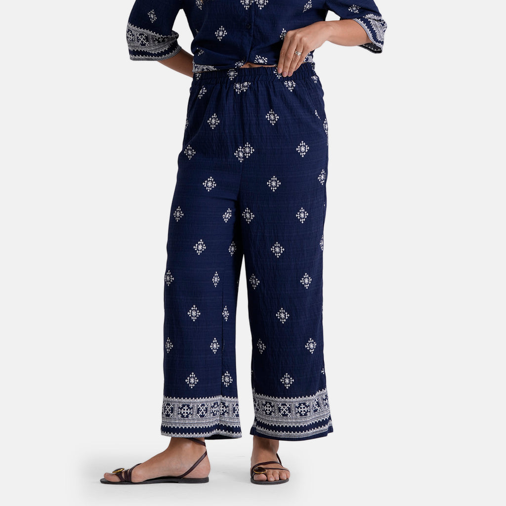 La Marey Placement Print Long-Sleeve Shirt (Size S/M, 8 To 14) - Dark Blue & White_8481009_4