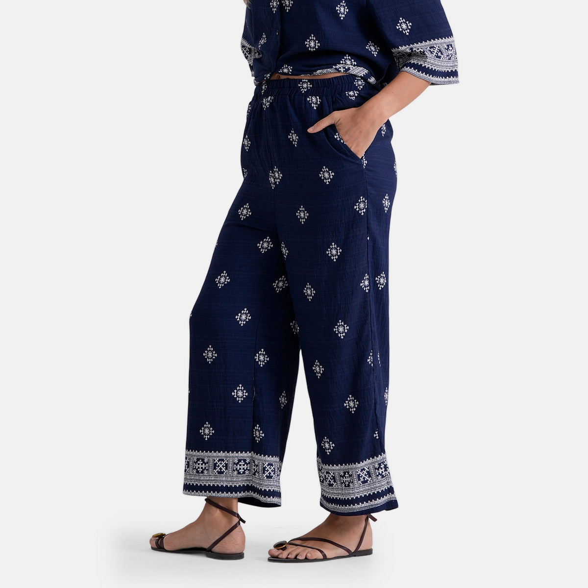 La Marey Placement Print Long-Sleeve Shirt (Size S/M, 8 To 14) - Dark Blue &amp; White V32553242 7