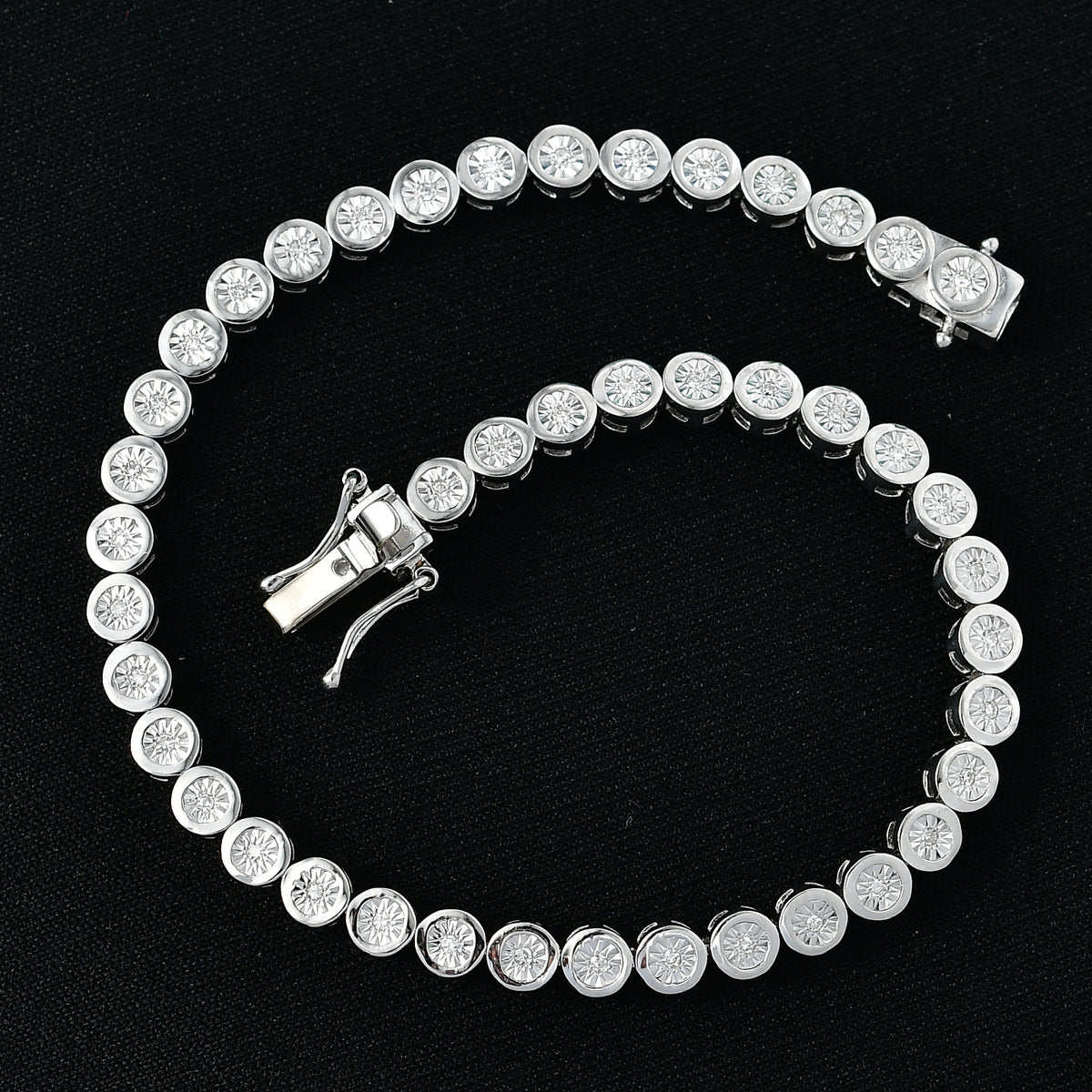 LUXURIANT Lab Grown Diamond Tennis Bracelet (Size - 7.5) with GB Lock Box in Rhodium Overlay Sterling Silver (SI-G-H) 8481039 2