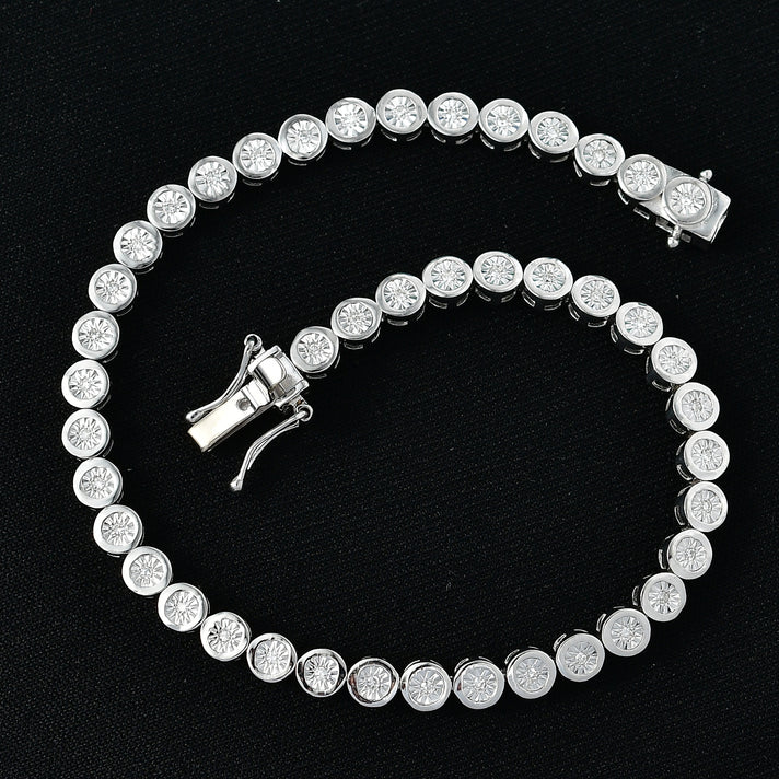 LUXURIANT Lab Grown Diamond Tennis Bracelet (Size - 7.5) with GB Lock Box in Rhodium Overlay Sterling Silver (SI-G-H) 8481039 2