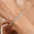 Luxuriant SI-G/H Lab Grown Diamond Tennis Bracelet with GB Lock Box (Size - 7.5) in Rhodium Overlay Sterling Silver, Silver Wt. 11.81 Gms_8481039_2